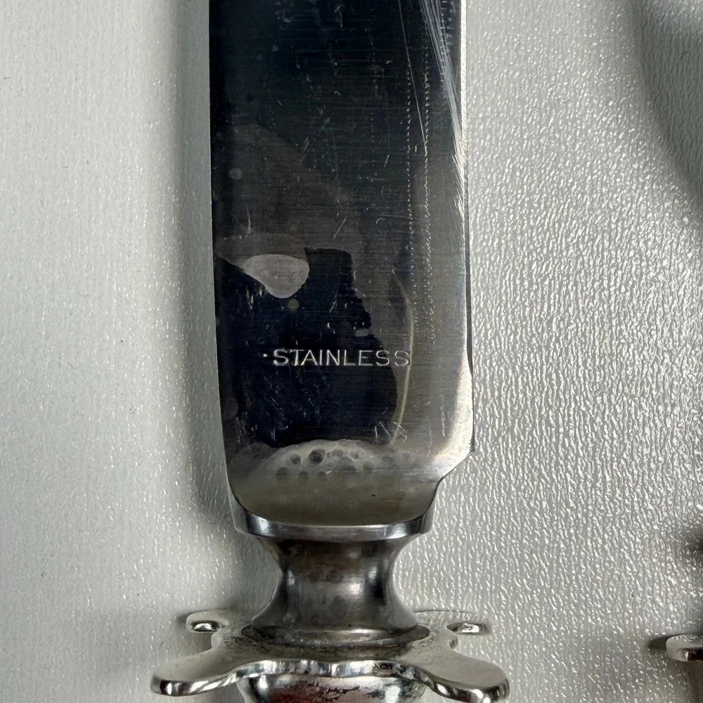 Vintage Antique Carving‎ Set Sterling Silver 1919 Victorian French Old World 12